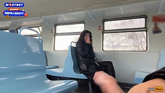 A Man Helps Me To Reach An Orgasm In A Public Train And Then Walks Around The Train Stations With Cum On His Face.